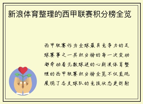 新浪体育整理的西甲联赛积分榜全览